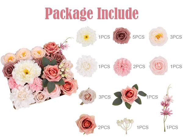 DEEMEI Artificial Flowers Combo Box, Fake Flowers for DIY Tables Centerpieces Baby Shower Bridal Shower Wedding Bouquet Arrangements Party Candle Holder Cake Decor Flower Home Decorations