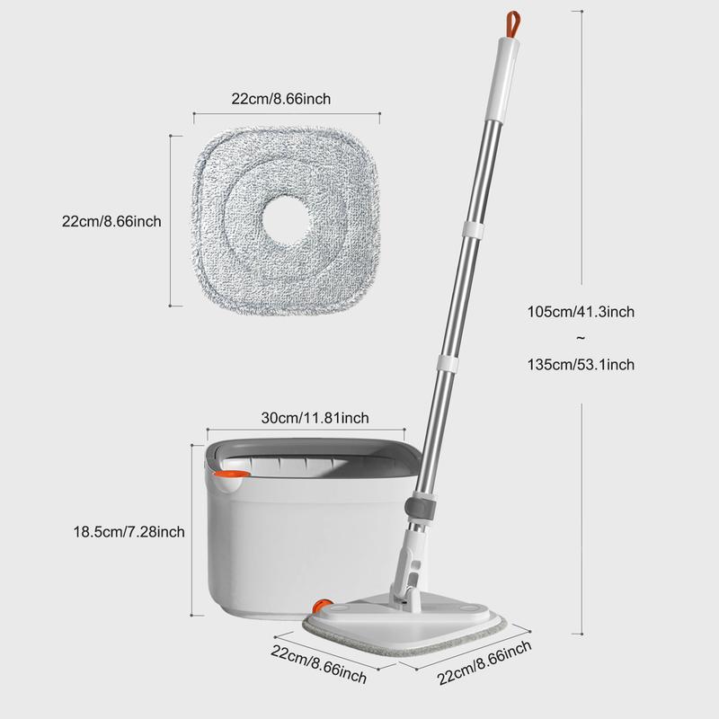 SuperFitu Spin Mop and Bucket System with Dual Compartment Mop Bucket and Thick Washable Microfiber Pads wet  mop