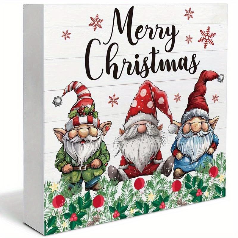 Merry Christmas Gnome Pattern PVC Sign, 1 Count Winter Artwork Funny Gifts, Farmhouse Xmas Home Decor, Decorative Office Desk Celebration Farmhouse Accessories