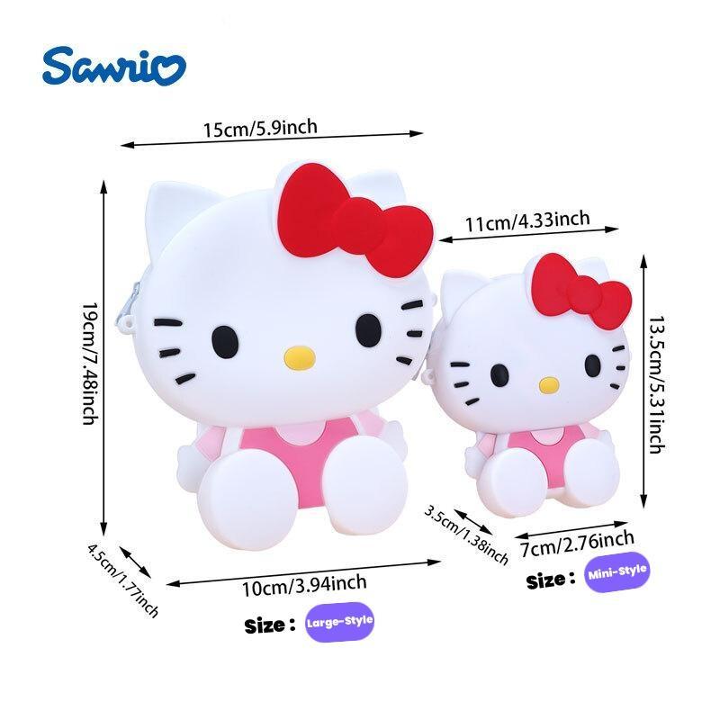 Cartoon Hello Kitty Design Silicone Storage Bag, Large Capacity Zero Wallet, Messenger Bag, Lightweight Sports Storage Bag for Daily Travel Sports