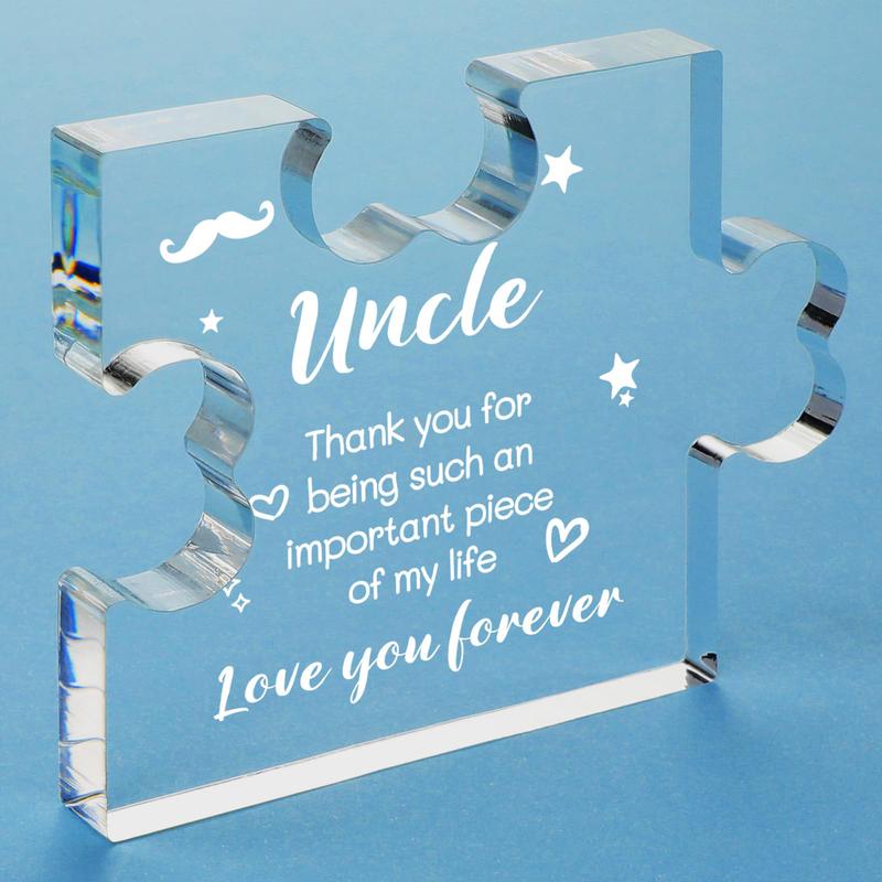 Uncle Gifts Acrylic Plaque with Sayings - Fathers Day Birthday Gifts For Uncle From Niece Nephew - 3.35 x 2.76 Inch Desk Decorations Card Gifts for Uncle Lightweight Table