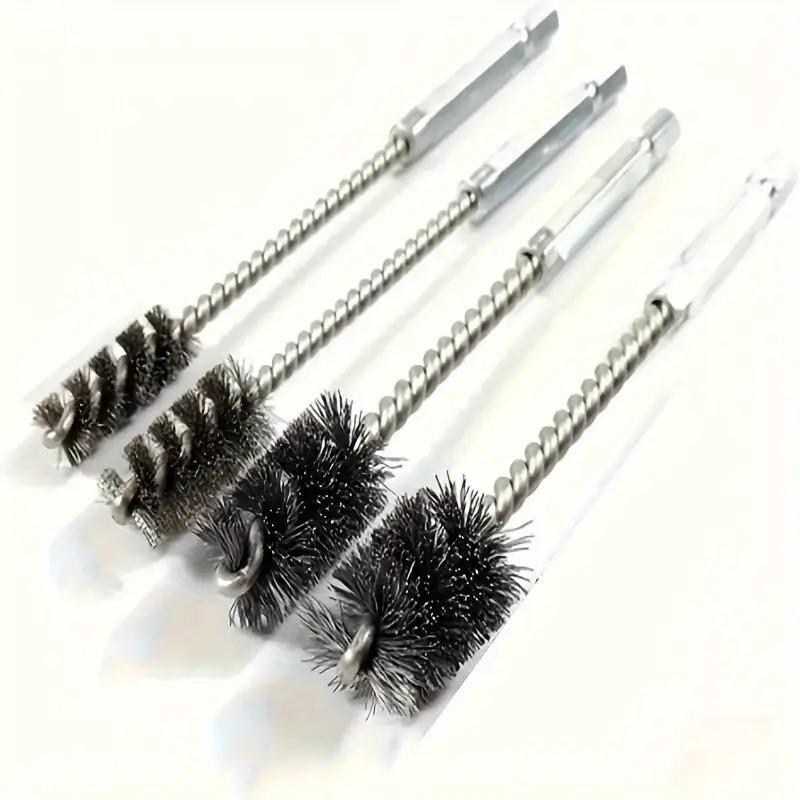 Stainless Steel Wire Brush Set, 4 Counts set Multipurpose Cleaning & Polishing Tool, Rust Removal Brush, Drill Brush Set for Bore and Pipe Cleaning