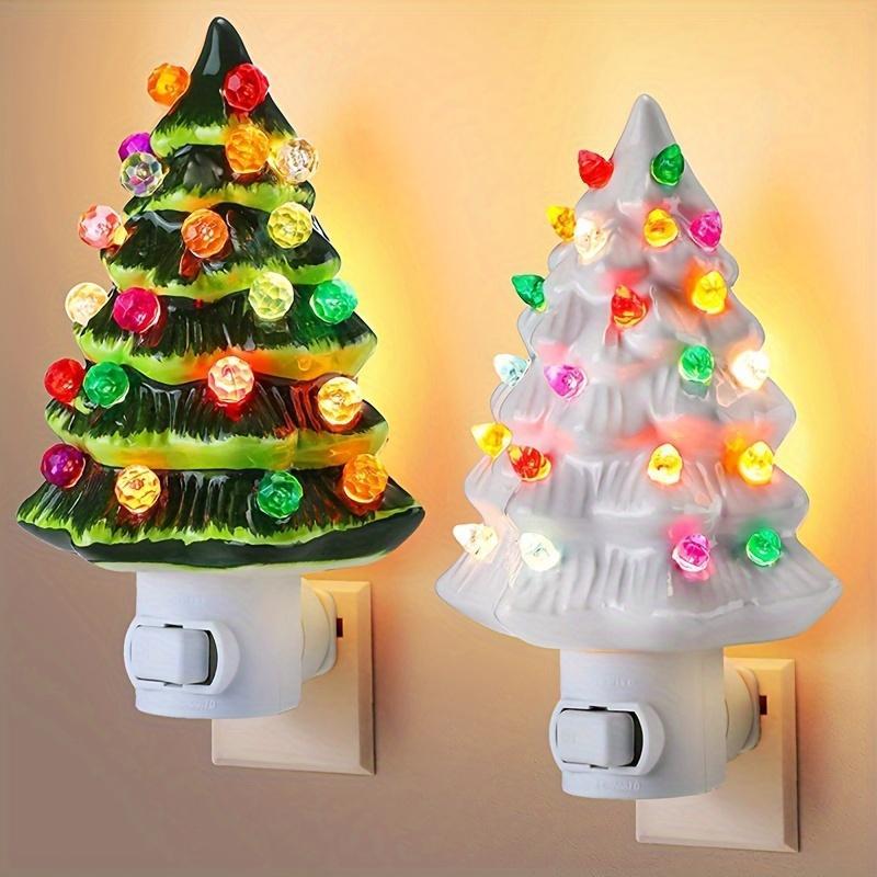 3D Christmas Tree Design Night Light, 1 Count Resin Tree Shaped LED Night Light, Decorative Light for Home Office School Classroom