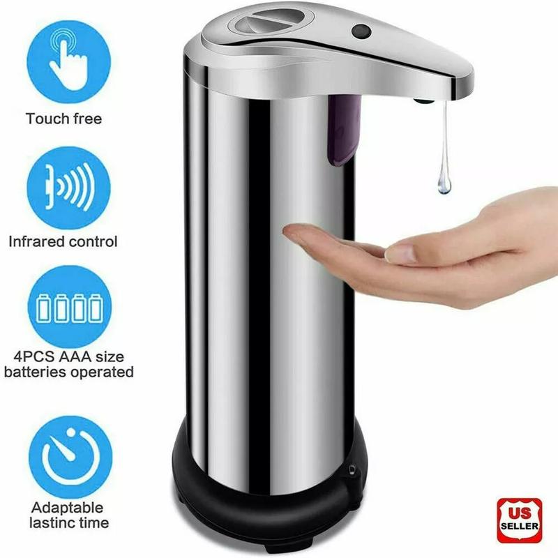 250ml Stainless Steel Touchless Soap Dispenser for Kitchen and Bathroom Steel Hand