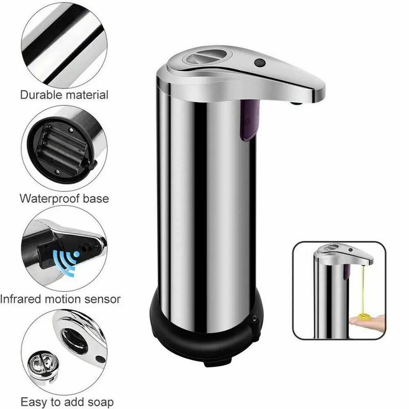 250ml Stainless Steel Touchless Soap Dispenser for Kitchen and Bathroom Steel Hand