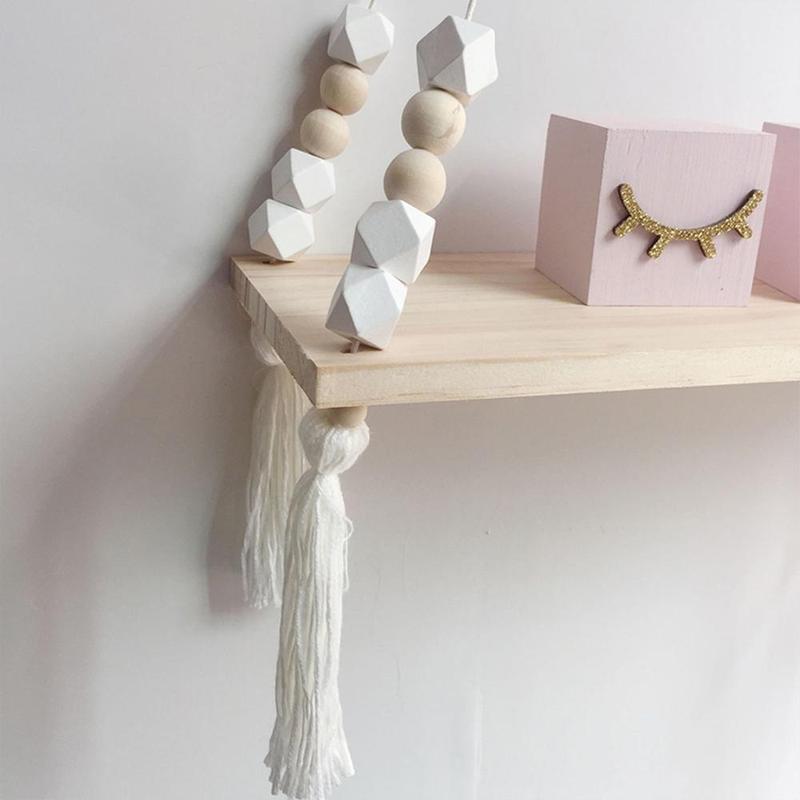 Wooden Hanging Shelf with Rope, 1 Count Tassel Decoration Shelf for Wall Storage, for Bedroom Living Room, Decor Display Shelf for Hanging Plant Photo