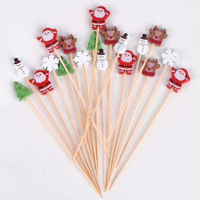 100 Pack Christmas Toothpicks for Appetizers, 4.7 Inch   Cocktail Picks for Cake Dessert  Fruit Christmas Party Decorations