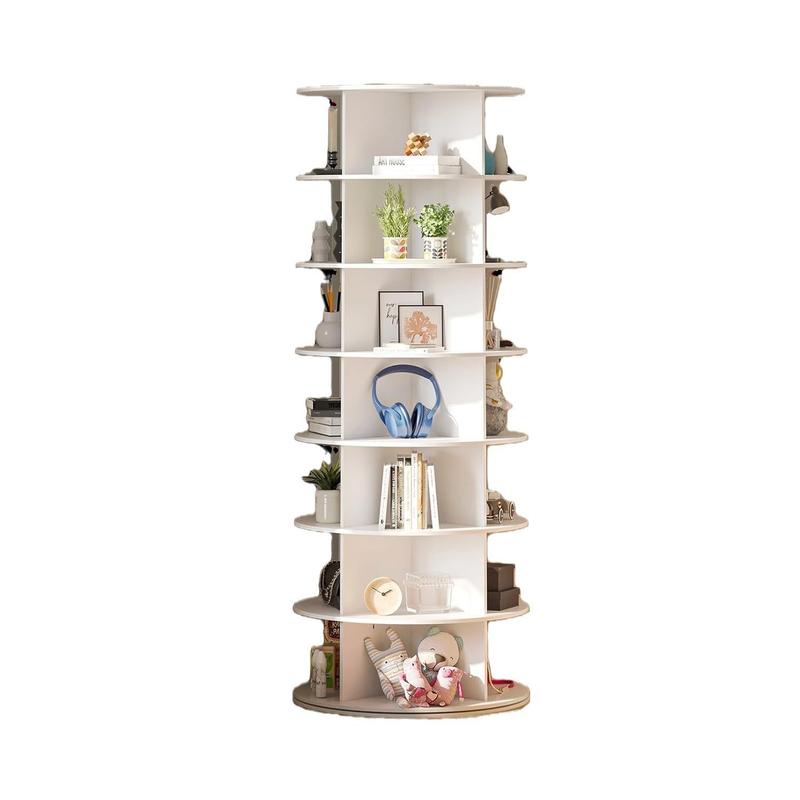 7 Tier Rotating Shoe Rack Tower, Rotating Shoe Display Rack, 360 Shoe Rack Storage Round Carousel, Vertical Carousel Shoe Organiser, Christmas Home Decor, White