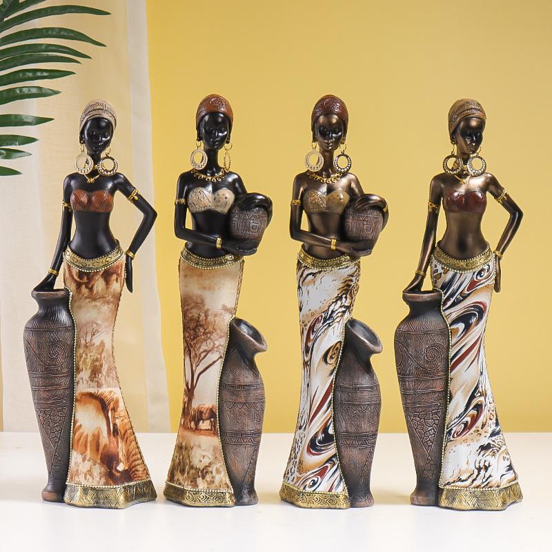 African Woman Design Statue, 1 Count Creative Modern Ornament, Creative Desktop Decoration for Home Living Room Bedroom Office, Home Decor