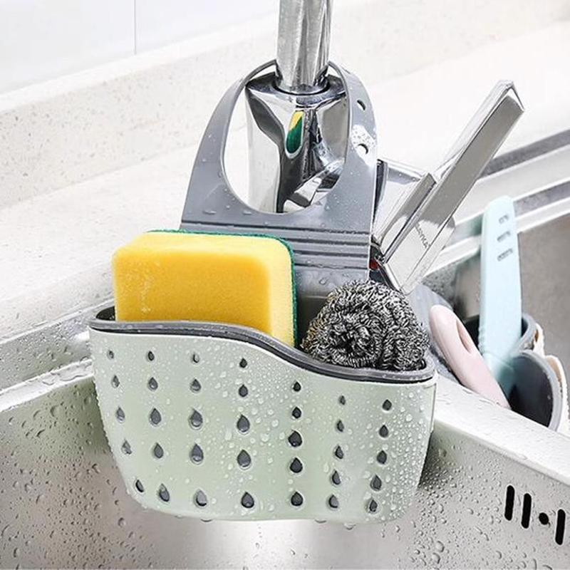 Kitchen Sink Hanging Drain Basket, 1 Set Adjustable Faucet Sponge Holder, Practical Kitchen Gadgets, Home Organizer Tools