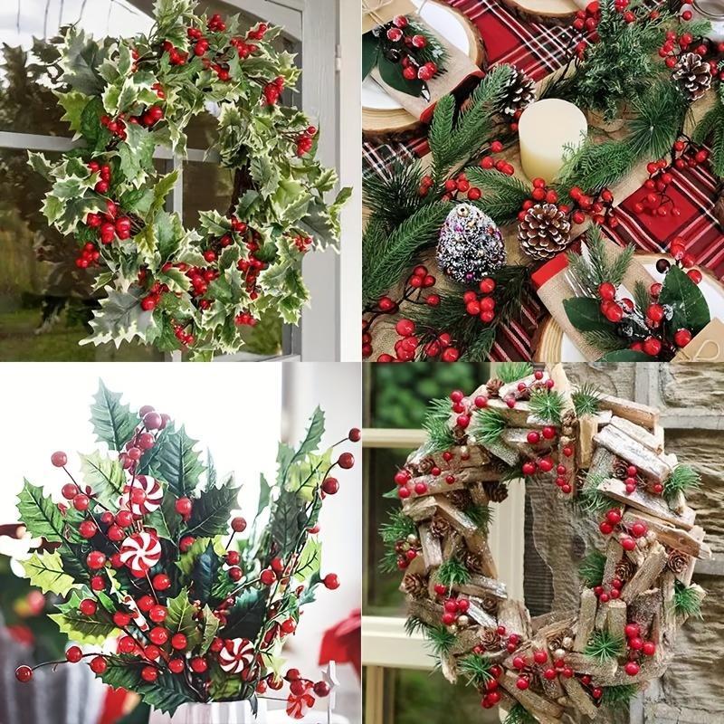 Artificial Berry Stem, 12 24pcs Faux Diy Decorative Fruit Stem, Home Decor Supplies for for Party Wedding