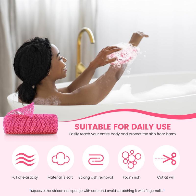 2 Pieces African Net Sponge, Authentic African Exfoliating Net Bath Sponge, Loofah Exfoliating, Body Scrubber for Shower Accessories