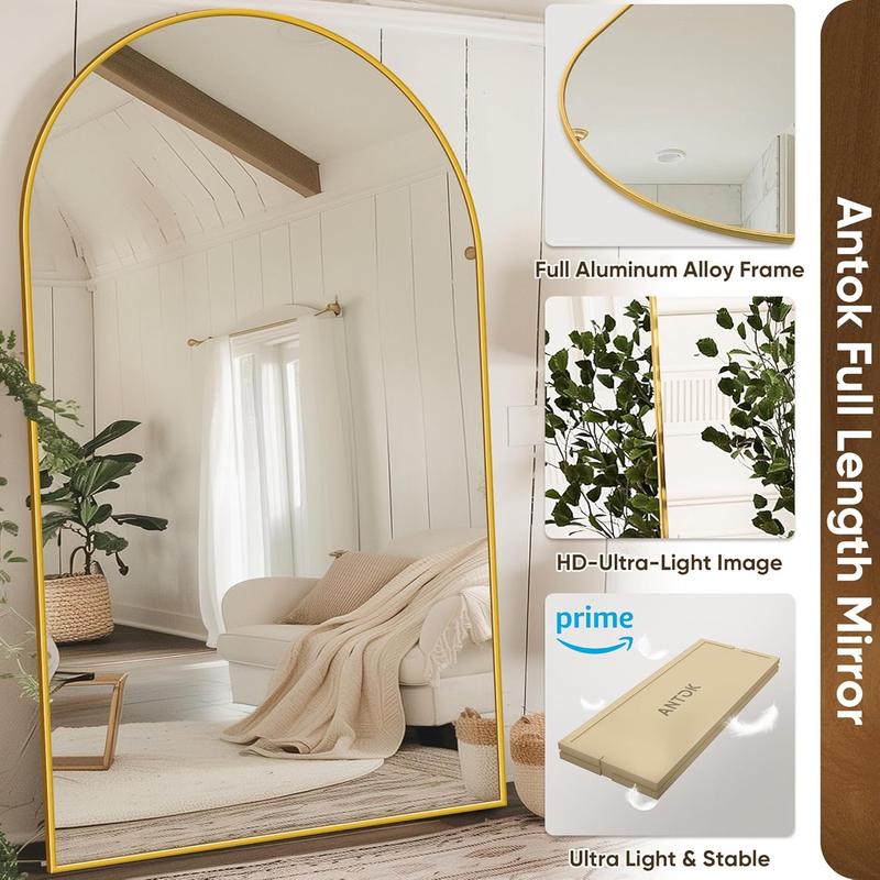 Full Length  Floor  Freestanding, 58*18-41*81in Multiple Sizes Arched Floor Standing Large  Full Body  with Stand for Bedroom, Hanging Mounted  for Living Room    big mirror