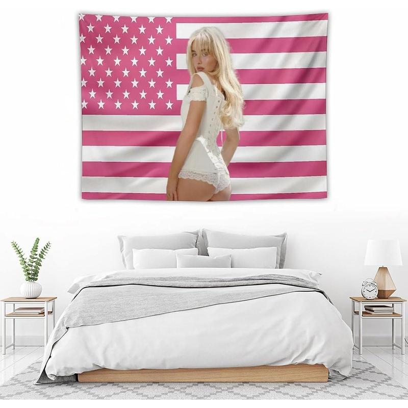 Sabrina Art Tapestry Actor Star Wall Tapestry Pink American Carpenter Flag Poster Suitable for College Dormitory Bedroom Living Room Office Party Decoration Goods Gift