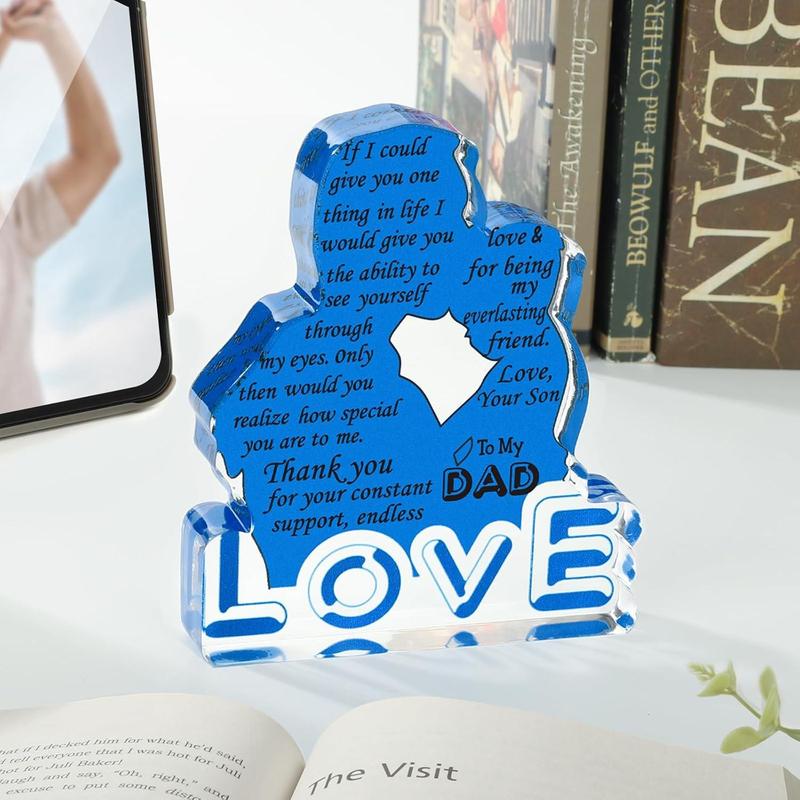 Desk Sign Gifts for Dad from Son, Father Gifts Love Plaque Presents for Dad, Birthday Christmas Daddy Gifts New Step Bonus Dad Gift Ideas, Table Desk Decor Dad Gifts Office Home