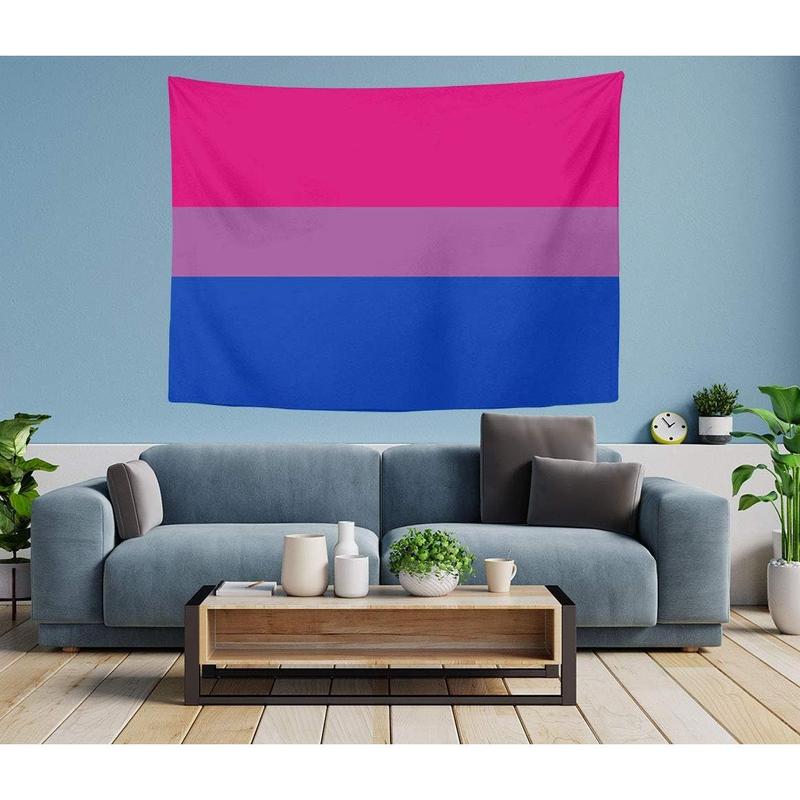 Bisexual Pride Flag Tapestry, Wall Decor Art Tapestry Hanging for Living Room Kitchen Outdoor Dorm Bedroom, 60 X 40 Inches