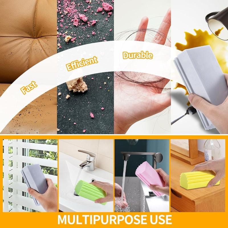 Magic Dust Cleaning Sponge Eraser, Reusable Damp Dusting Sponge Household Cleaning For Blinds, Windows, Sinks, Grooves, Radiator, Stains, Stainless, Steel