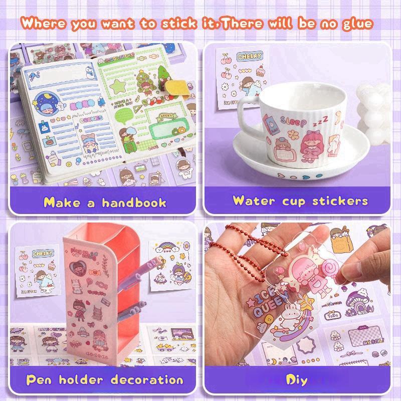 Cartoon Pattern Sticker, 200pcs box Cute Decorative Sticker, Waterproof Self Adhesive Decor Paper for Gift Greeting Card & Water Bottle & Laptop