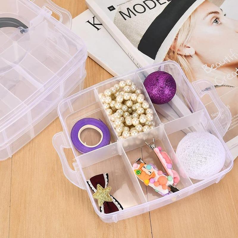 Stackable Compartment Storage Box, Clear Container Box for Storing Toy Jewelry Accessory, Nail Art Tool Plastic Organizer