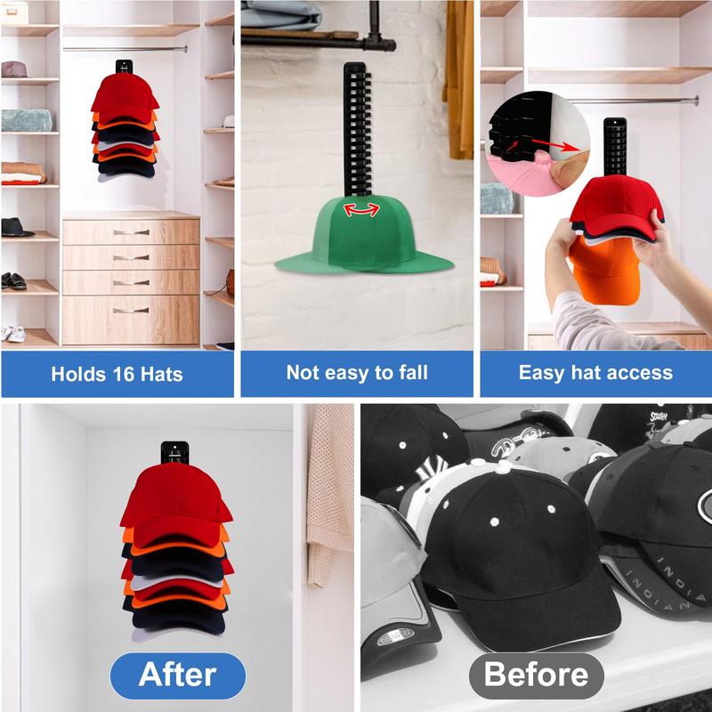 Hat Rack for Baseball Caps, 1 Count 2 Counts Two-way Install Hat Holder Organizer, Cap Storage Hook, Hat Storage Rack for Home Bedroom Dorm