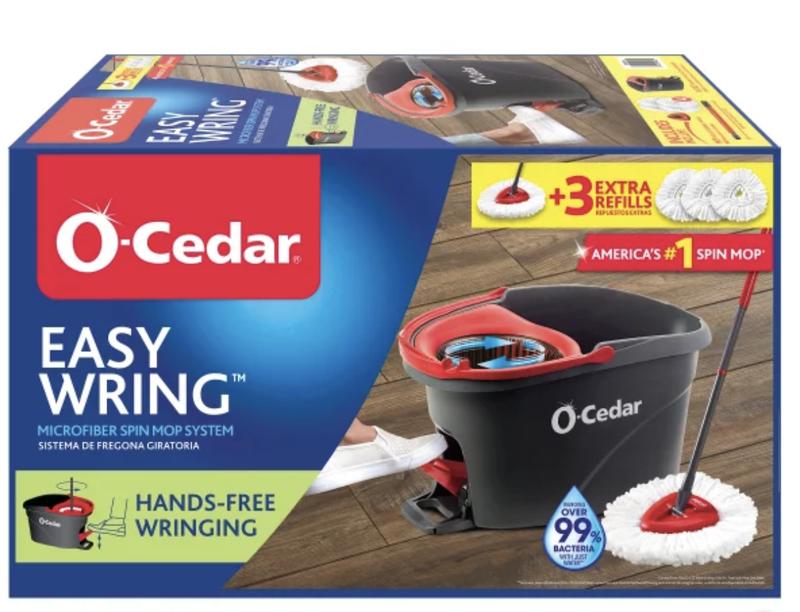 O-Cedar EasyWring Spin Mop & Bucket System with 3 Refills, New.