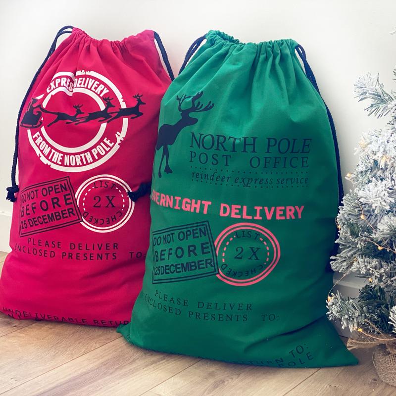 Large Santa Bags - Durable Material, Festive Design for Gift Giving, Home Decor, and Parties