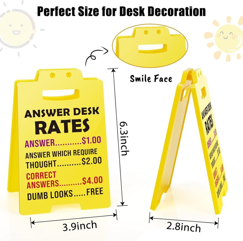 Funny Team Office Gifts - Answer Desk Rates Funny Desk Sign, Gag Fun Gift for Coworker Teammate Employee Boss, Office Desk Sign Cubicle Decor Plastic