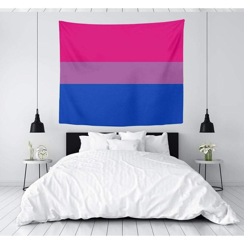 Bisexual Pride Flag Tapestry, Wall Decor Art Tapestry Hanging for Living Room Kitchen Outdoor Dorm Bedroom, 60 X 40 Inches