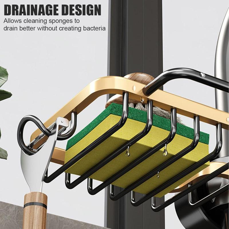 Kitchen Faucet Storage Rack, 1 Count Space Saving Faucet Holder, Sink Drain Rack, Sponge Storage Rack, Home Organizer for Kitchen Bathroom