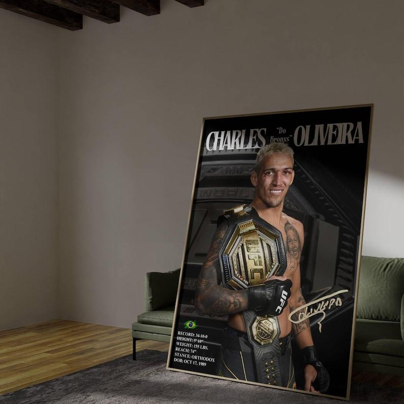 Charles Do Bronxs Oliveira Fighter Poster, Ufc Wall Art, Decor, Unframe Poster, Elite Unique design, MMA, Headshot Stats