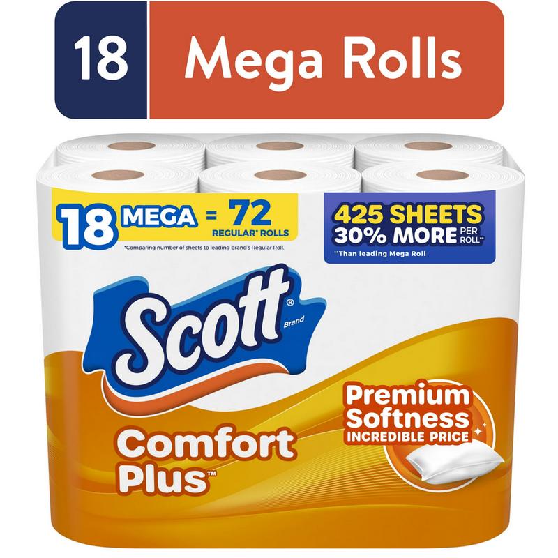 Scott ComfortPlus Toilet Paper, 18 Mega Rolls (PREESHIP)