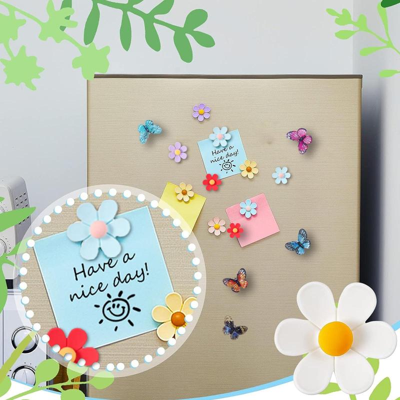 Butterfly & Flower Pattern Fridge Magnet, 13pcs set Mini Colorful Exquisite  Fridge Magnet, Fridge Decoration for Home Kitchen Dining Room Office Dormitory