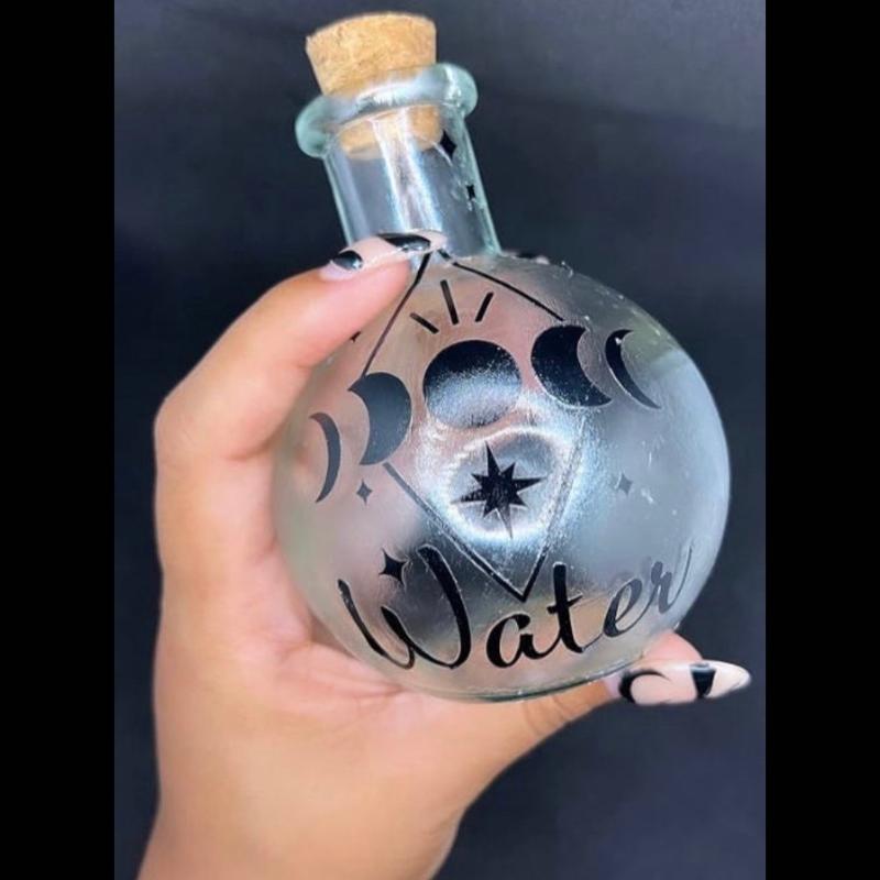 Moon Water Jar, Full Moon Ritual, Moon Phase Glass Bottle, Alter Tools, Stash Jar, Cleansing Tool, Witch Bottle, Cork Bottle, Set intention Box Gift