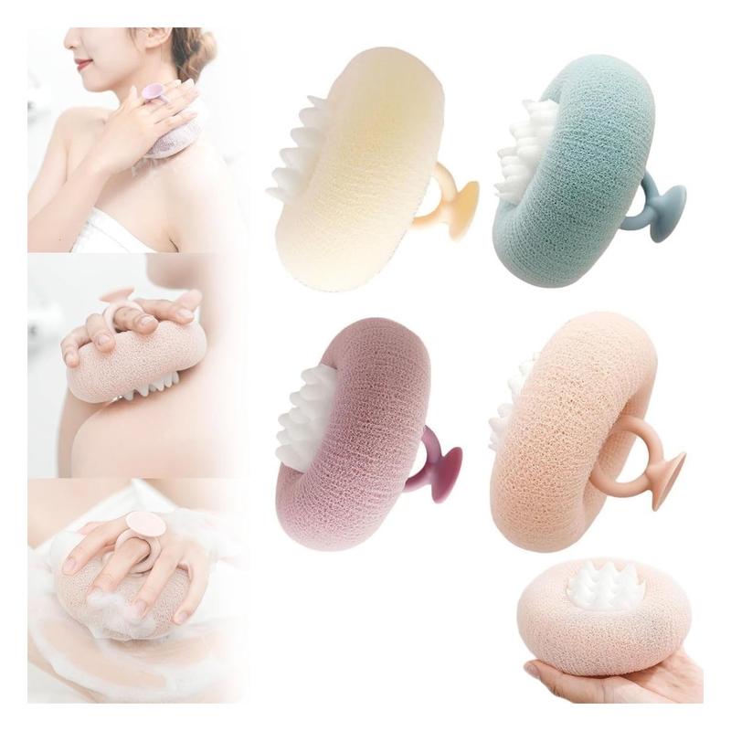 4Pcs Super Soft Sunflower Suction Cup Bath Ball - 2-in-1 Sunflower Bath Ball, Exfoliating Bath Sponge Body Brush Scrubber, Bathroom Shower Sponges for Women Men