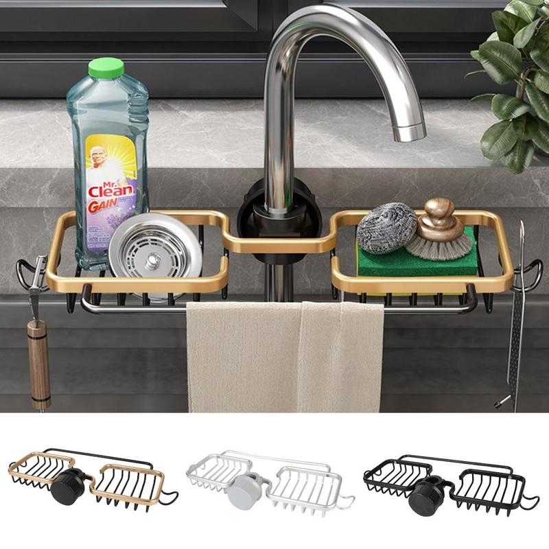 Kitchen Faucet Storage Rack, 1 Count Space Saving Faucet Holder, Sink Drain Rack, Sponge Storage Rack, Home Organizer for Kitchen Bathroom