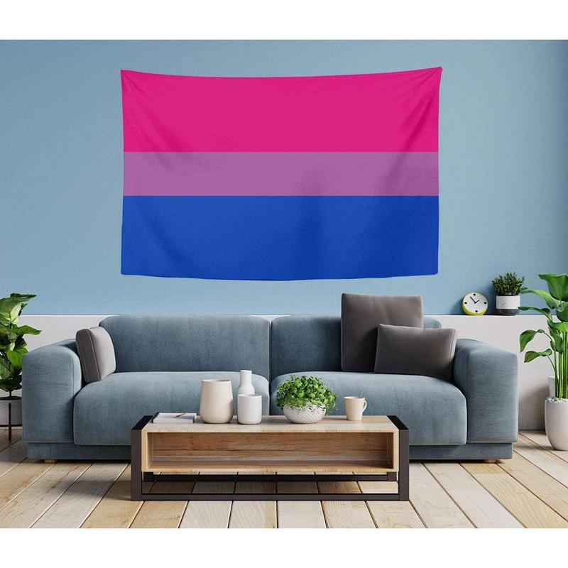 Bisexual Pride Flag Tapestry, Wall Decor Art Tapestry Hanging for Living Room Kitchen Outdoor Dorm Bedroom, 60 X 40 Inches