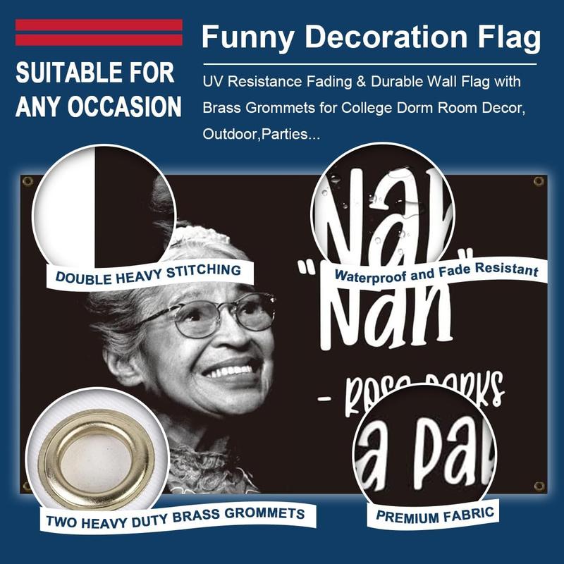 Nah Rosa Parks Flag Funny American Flag Banner Breeze Flag,3x5ft Banner College Dorm Room Flags with Brass Grommets Lightweight Decoration Ornaments