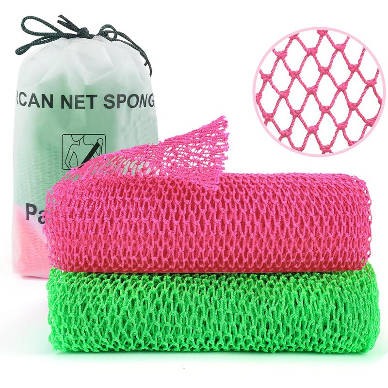 2 Pieces African Net Sponge, Authentic African Exfoliating Net Bath Sponge, Loofah Exfoliating, Body Scrubber for Shower Accessories