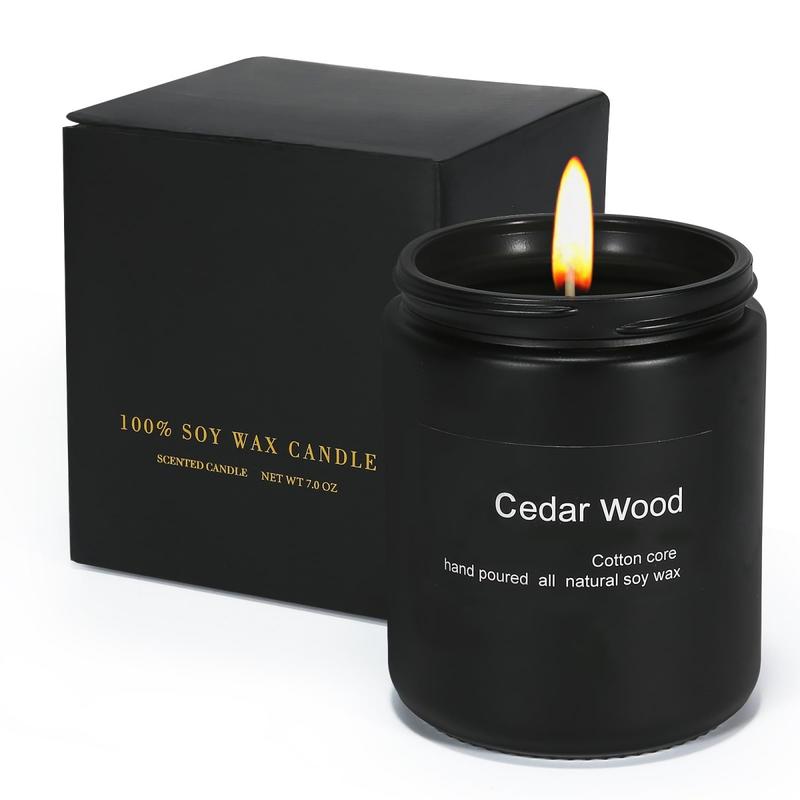 Scented Candle Cedar,7oz 45Hour Burn,Scented Candles for Home| Spring Candles| Black Jar Candle|Soy Candles,Long Lasting Candles |for Men & Women Candles Gifts (Cedar, 7oz) Decor Freshener Ornaments Decoration Aroma Perfume