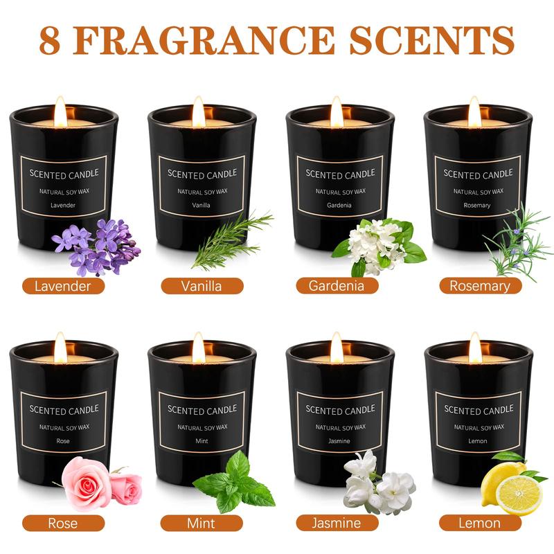 8-Pack Home Scented Candles – Aromatherapy Jar Candles with Long-Lasting Fragrance, Smoke-Free, Perfect Gift Set for Women, Ideal for Valentine’s Day, Birthday, and Mother’s Day Decor Christmas