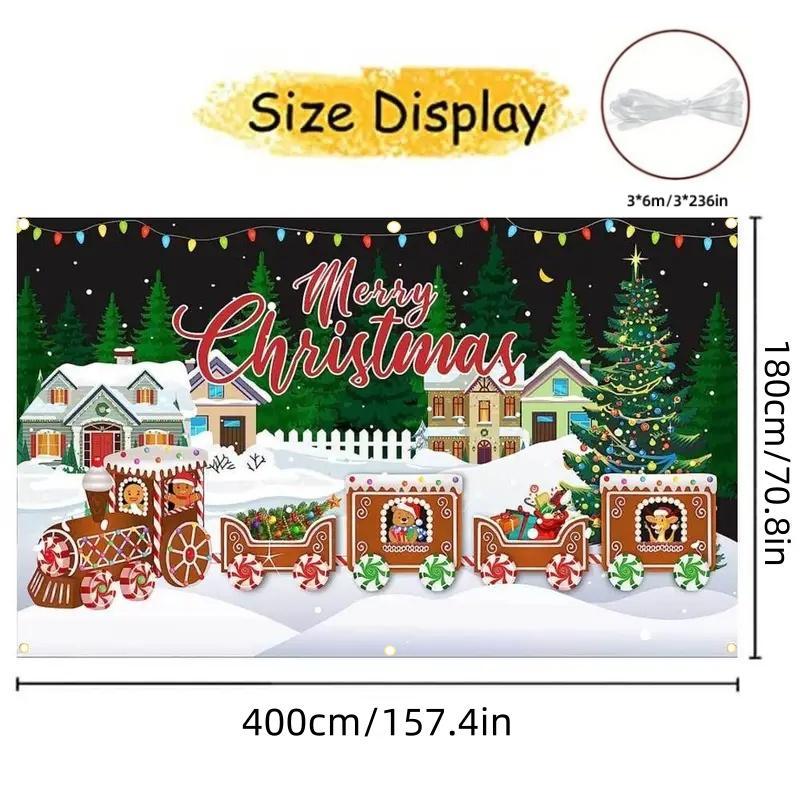 Christmas Themed Garage Door Cover, Windproof & Snowproof Garage Door Banner, Festive & Party Supplies for Home Decor