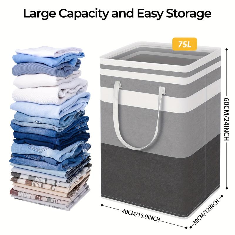 3-6Pack Large Laundry Basket, 75L Each Waterproof, Freestanding Laundry Hamper, Collapsible Tall Clothes Hamper With Extended Handles For Clothes Toys In The Dorm And Family-Gradient Grey