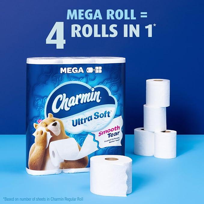 Ultra Soft Toilet Paper 6 Mega Rolls = 24 Regular Rolls - Pack of 6 - Wipes