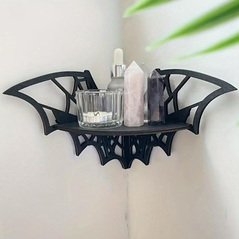 Bat Design Wall Mounted Shelf, 1 Count Creative Spider Web Design Wall Corner Storage Rack, Home Decor for Living Room Bedroom