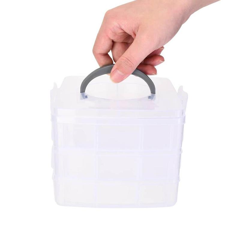 Stackable Compartment Storage Box, Clear Container Box for Storing Toy Jewelry Accessory, Nail Art Tool Plastic Organizer