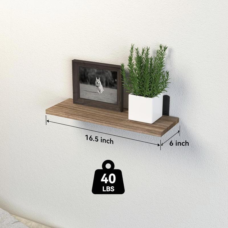 3 Sets of Wooden Wall Floating Shelves - Rustic Brown Decor. For Wall Décor, Bathroom Storage, Bedroom, Living Room.