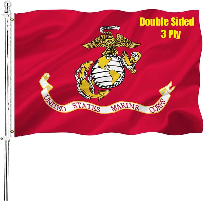 FATIMA US Marine Corps USMC Flag 3x5 Outdoor Double Sided - Heavy Duty Polyester US Military Army Flags Long Lasting with 2 Brass Grommets -F27