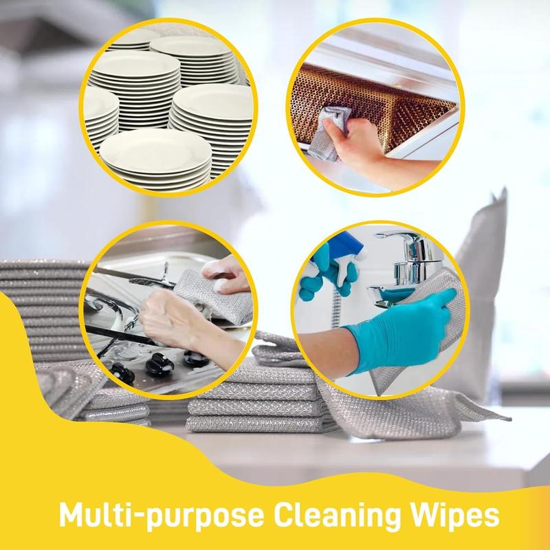 Wire Dishwashing Rags, 2024 New Scrubbing 、Multipurpose Wire Miracle Cleaning Cloths, Non-Scratch Kitchen Wire Dishcloth Rag Hand Pack