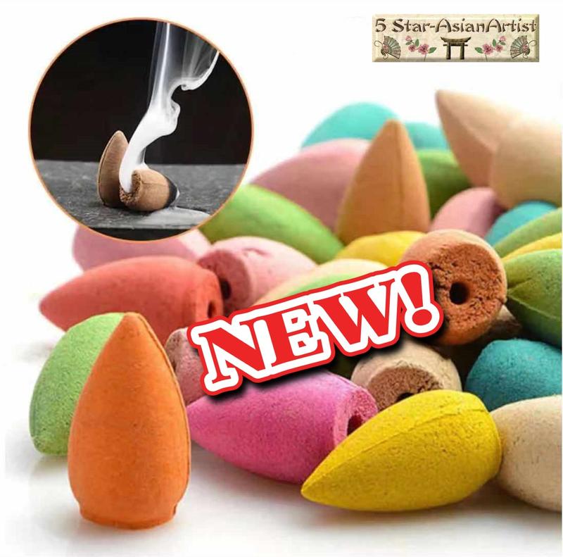 NEW VERSION Small Size Backflow Incense Burner Cones Flower Flavor Smoke Bullet Cone 50pcs Pack Freshener Aroma Fragrance