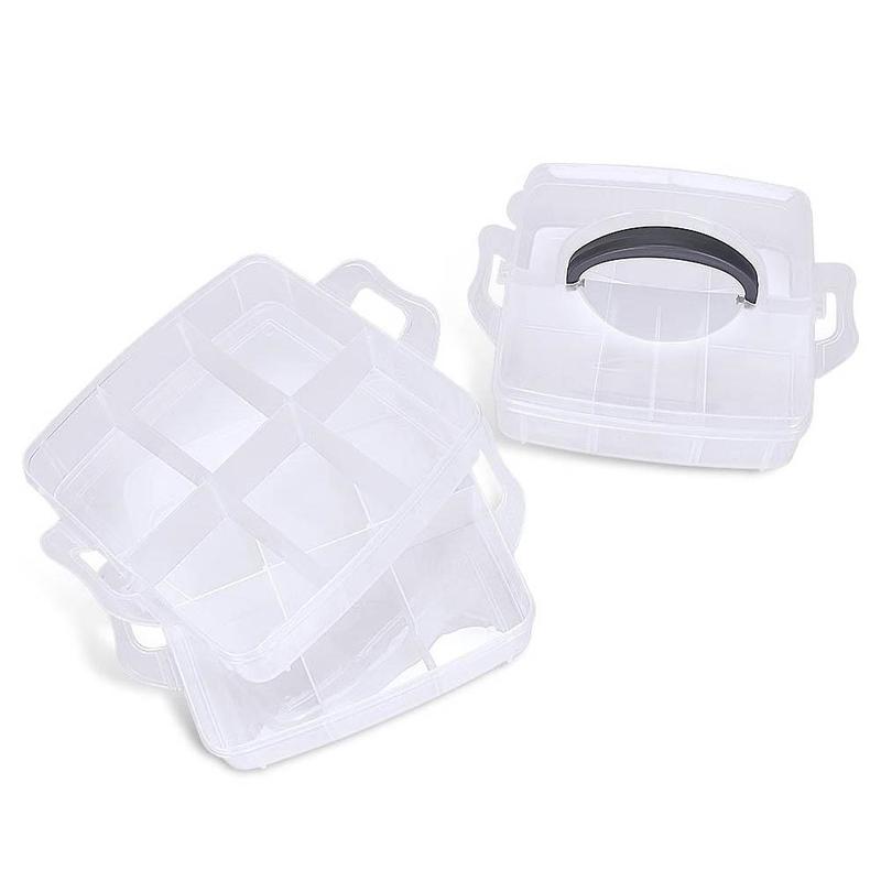 Stackable Compartment Storage Box, Clear Container Box for Storing Toy Jewelry Accessory, Nail Art Tool Plastic Organizer